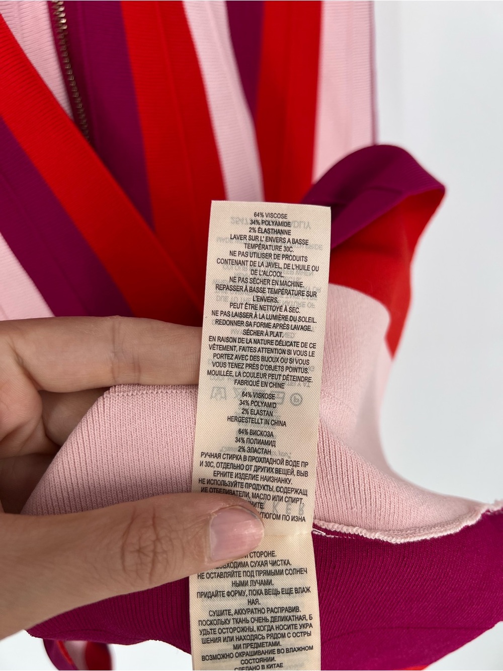 Ted Baker Colorful Red Pink Striped Fit & Flare Bandage Sleeveless Mini Dress 4 - Picture 8 of 8